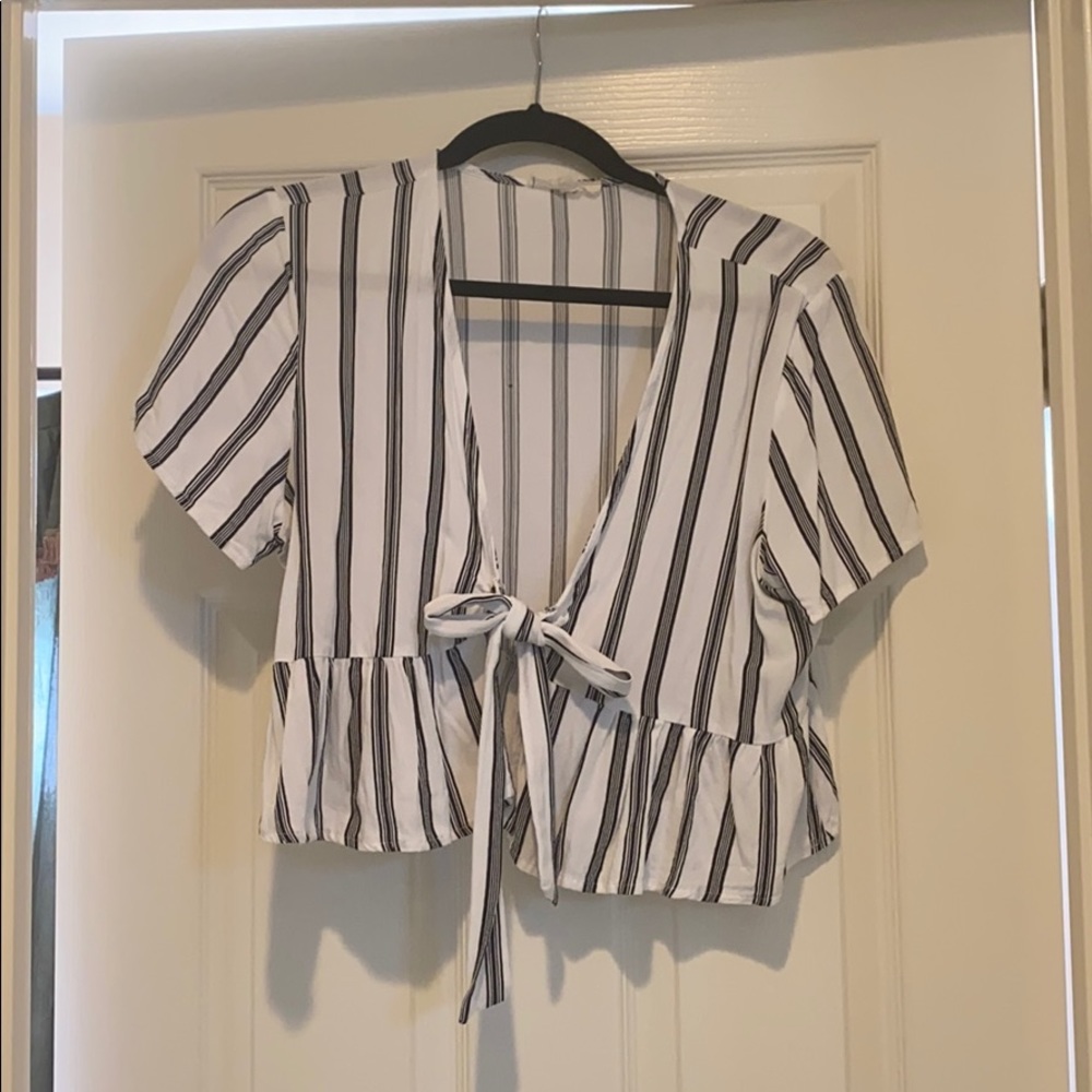 LA Hearts Black & White striped shirt